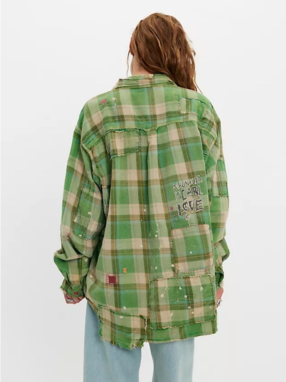 Magnolia Pearl Green Plaid Oversized Utility Button Down Shirt